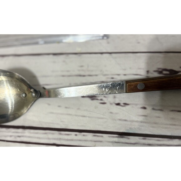 Vintage Japan Stainless-steel Cooking Spoon w Wooden Handle - Picture 4 of 8